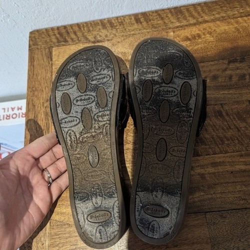 Dr. Scholl's Holz Slipper Patienten Leder Sandalen Gr. 6 M - Bild 3 von 6