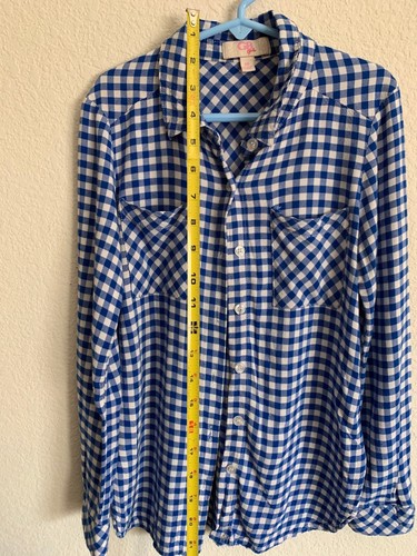 Usato in ottime condizioni Camicia rayon GB ragazza blu/bianco a quadri manica lunga bottoni bambina taglia Med 8 - Foto 3 di 8