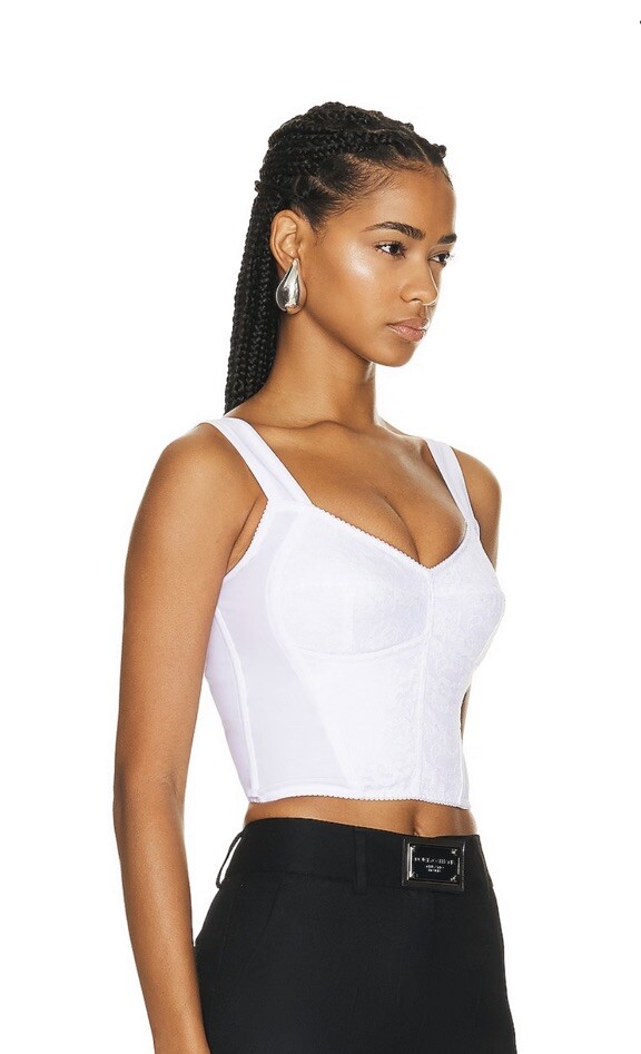 Bustier Dolce & Gabbana En Dentelle Blanche - Taille 42, Neuf Avec étiquettes - Style Madonna Années 80, Fermeture éclair