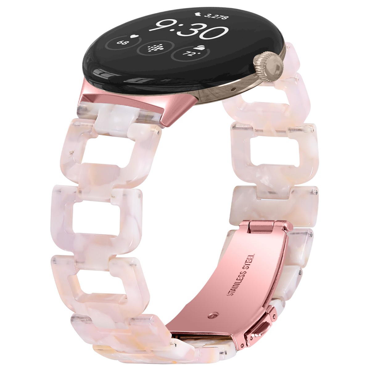 for Google Pixel Watch Band Replacement Wristband Pink Resin Steel  display picture 1