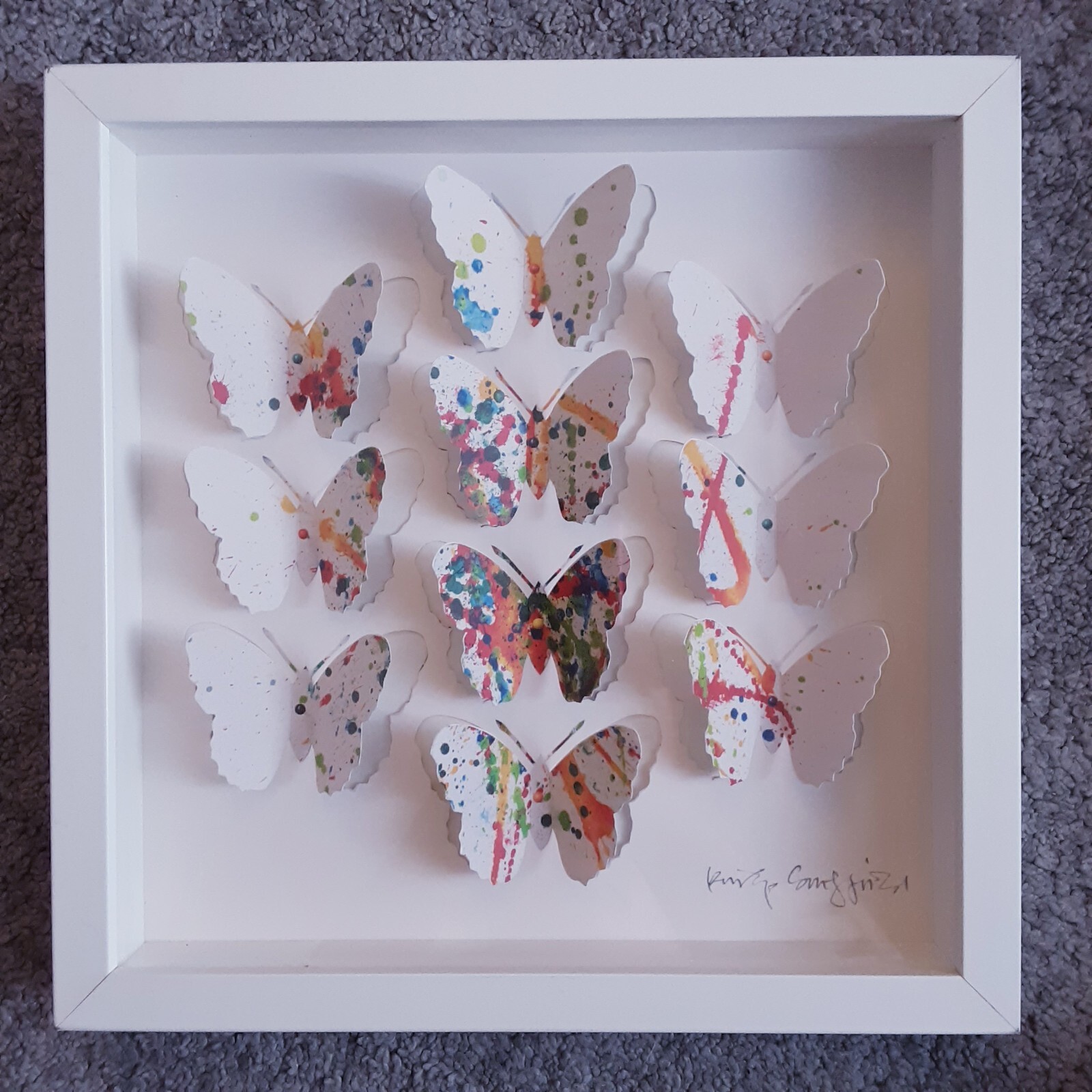 Vtg Ikea Olunda Signed 3D Butterfly Shadow Box Color splash Wall Modern ...