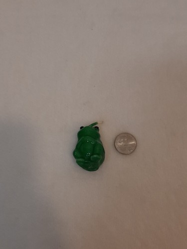 Vintage markenlos schwarzäugig neongrün Frosch Kerze skurril süß 1 Docht - Bild 8 von 8