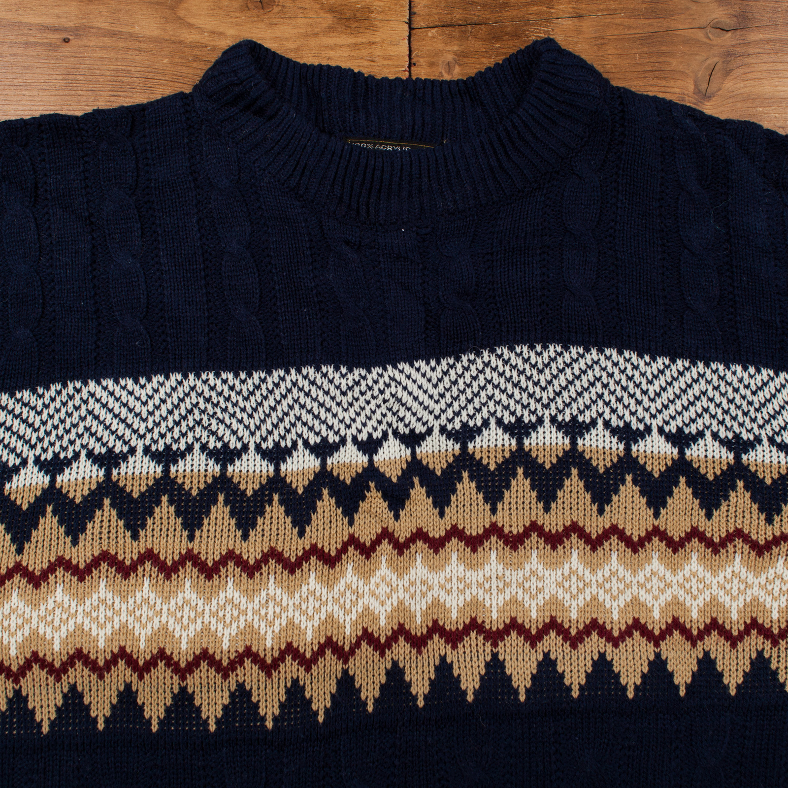 Vintage JC Penney Jumper Sweater XL 80s Icelandic Fair Isle Cable Knit