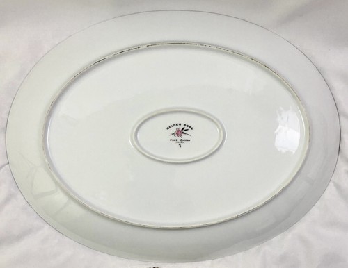 Platters Golden Rose Fine China Japan 2 Platter both 14 inches Dinnerware Pink - Picture 8 of 10