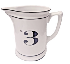 TWO'S CO. NUMBEROLOGY PITCHER~NO.3~PORCELAIN/CERAMIC~1.5 QUARTS~APOTHACARY