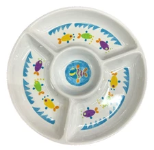 Melamine ware Chip & Dip Tray Summer Fish Aquarium Ocean Swimmers 13 in round