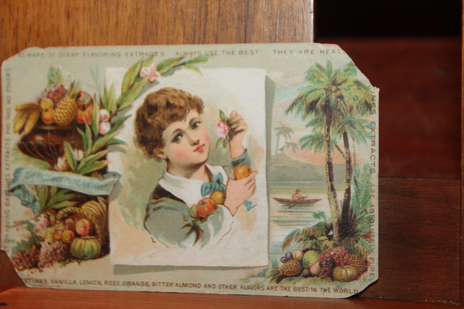 1890's Victorian Trade Card Bastines Pure Flavors Hudson Groceries Springfield