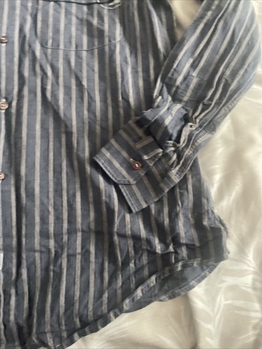 Armani Jeans Men’s Shirt Men’s Medium Long Sleeve Blue Stripes Pocket - Picture 4 of 9