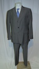 Z Zegna City Fit Gray Striped Flat Front Three Button Suit 48R