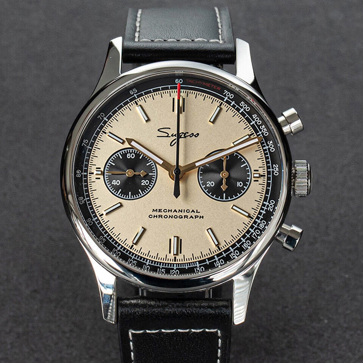 Sugess Chrono Heritage SWANNECK Panda Dial Chrono Watch SEAGULL