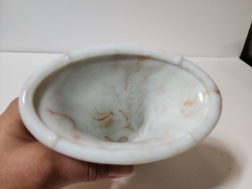 Vintage Akro Agate Orange/White Marbled Slag Glass Easter Lily Vase - Picture 6 of 15