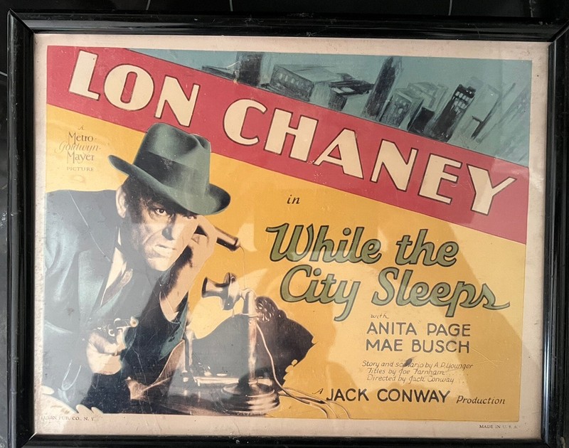 Lon Chaney While The City Sleeps Lobby Card Framed Repro MGM Universal Monsters
