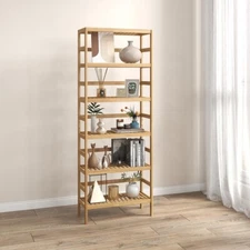 6 Tier Bamboo Freestanding Shelf Unit, Multifunctional Bookshelf Bookcase