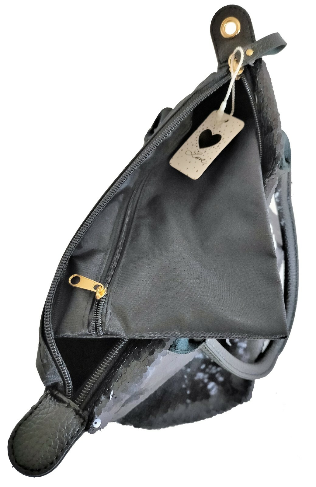 SAINT LAURENT Borsa Kiss Borsetta da Donna a Mano in Pailettes nera Giovanile e di Tendenza