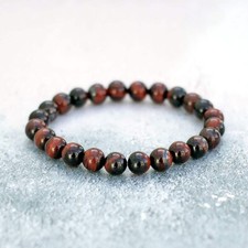 Natural 8mm Red Tiger's Eye Stone Bracelet Gemstone Stretch Bracelet Handmade