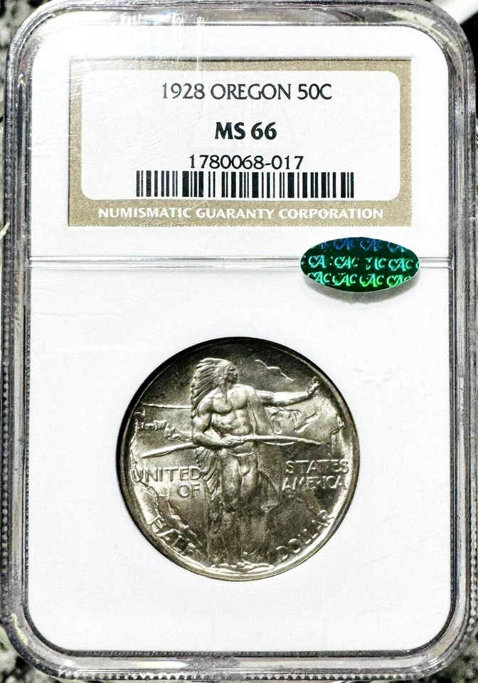 1928 50c Oregon Trail Old Commemorative NGC MS-66+CAC - Image 4 of 4