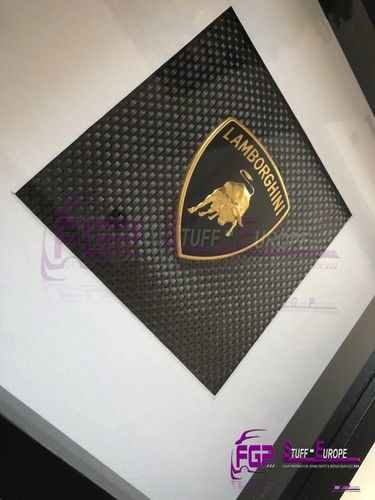 LOGO ORIGINALE LAMBORGHINI EMBLEMA con sfondo VERO CARBONIO regalo compleanno - Foto 6 di 8