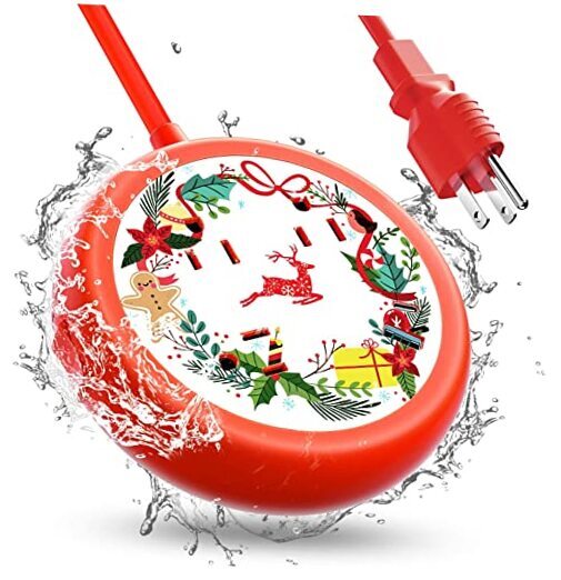 USB C Power Strip PD 20W for Christmas, Waterproof Surge Protector with 3 Xmas