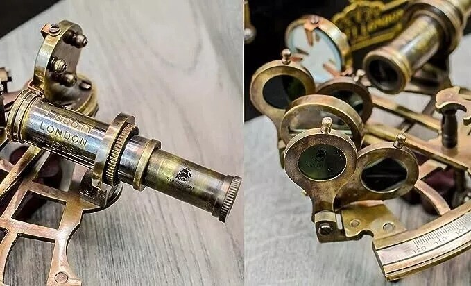 Brass Antique Nautical Sextant 4 Inch With Wooden Box Working Sextant Handmade