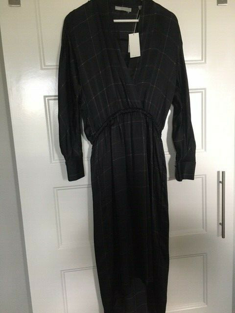 vince black silk dress Women's Satin V-Neck Maxi Slip Dress, Black, Size M