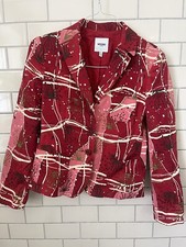 Moschino Jeans Donna Jacket Red Abstract Cotton Formal