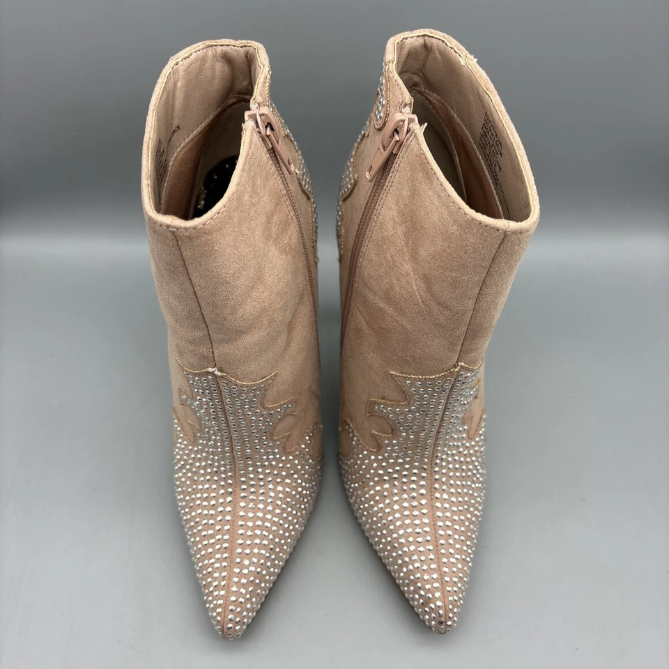 Ботинки женские JustFab Southern Girl размер 5,5 розовые румяна сбоку на молнии 4,75 дюйма на каблуке - Изображение 3 из 4