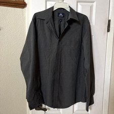 Stafford Wrinkle Free, Men  s Gray Striped Long Sleeve Shirt, Size 16 -36/37