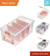 Rose Gold Semi Satchel Craft Organizer - Portable Case with Removable Dividers