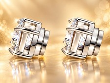Men  Women 6mm Magnetic CZ Stud Earrings Non Pierced Cubic Zirconia