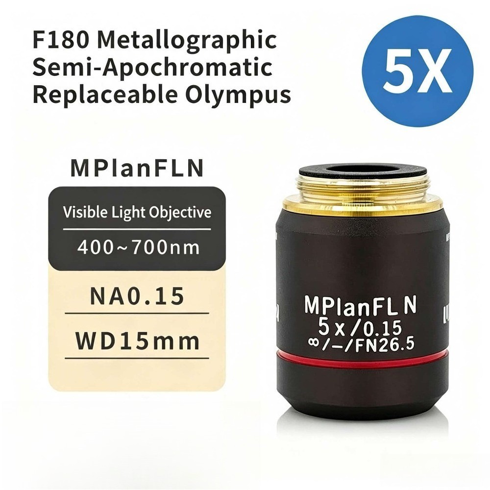 5X-100X Metallographic Semi-apochromatic Infinity MPLanFLN Objective for Olympus