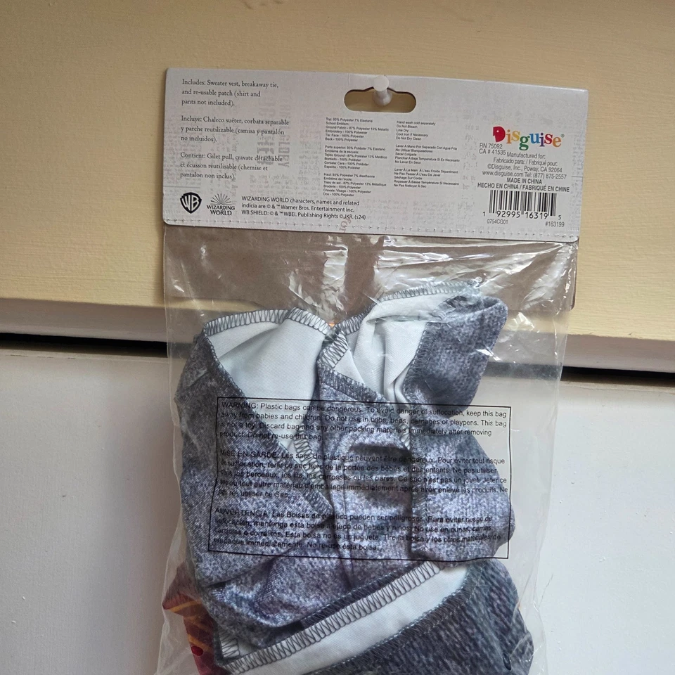 Harry Potter Kit de Accesorios Disfraz de Halloween Talla Infantil Chaleco Parche de Corbata Nuevo Foto 4 de 4