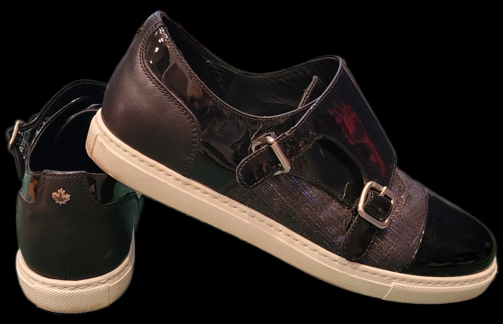 Dsquared2 Uomo Nero Patent Doppio Cinturino Monk Blu Scintillante Tg 8