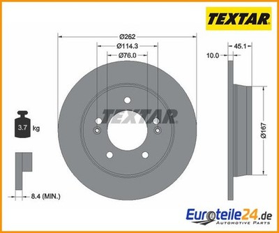 2 St. Bremsscheibe PRO TEXTAR 92240003 für KIA Cee'D Soul II