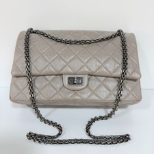 Chanel 2.55 Reissue Medium Large Grey Oil Leather Chain Shoulder Bag