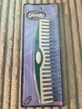 NOS Vtg Goody Wide Tooth Detangling Comb 1999 Color Dipped White Dark Green 7"