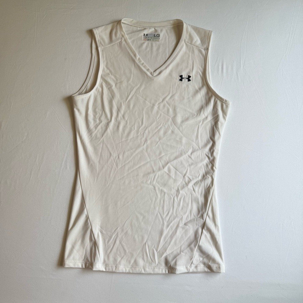 Under Armour | White Fitted Tank Top, Compression, Heat Gear, Women's L