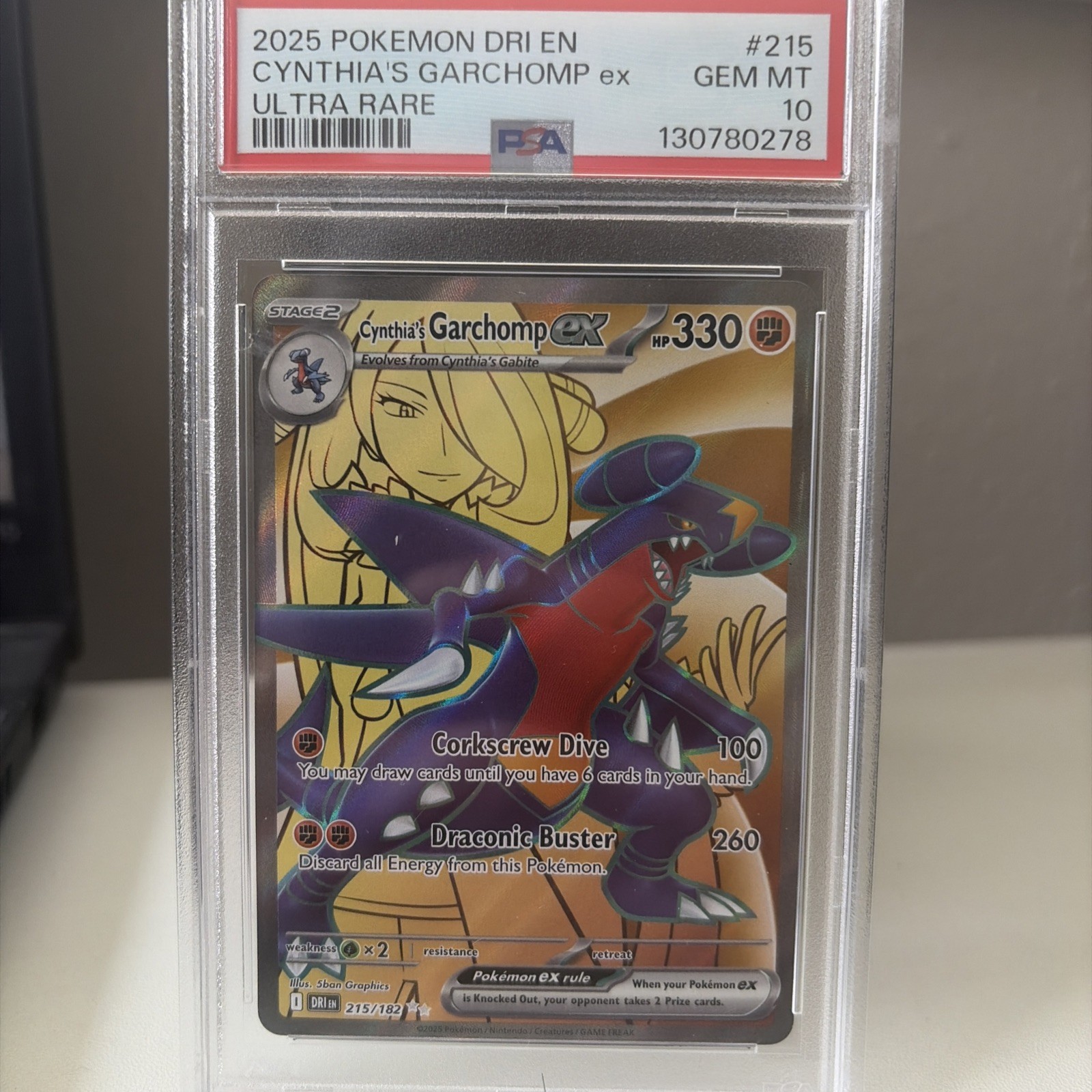 2025 Pokemon POKEMON DRI EN-DESTINED RIVALS Gold #215 Cynthia's Garchomp EX front