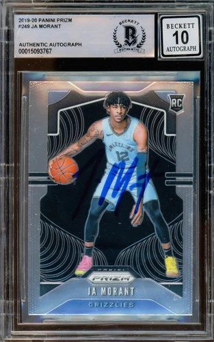 Ja Morant Auto 2019-20 Panini Prizm RC 249 Grizzlies Auto 10 Beckett #15093767