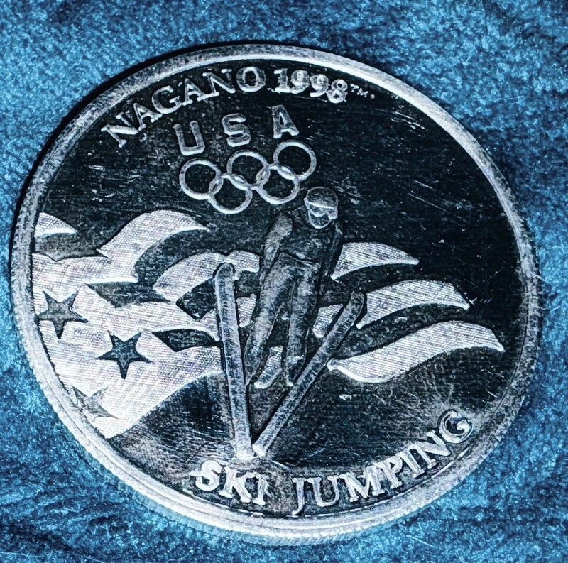 Both  1998 Nagano Olympics USA Ski Jumping & Ice Hockey Coins