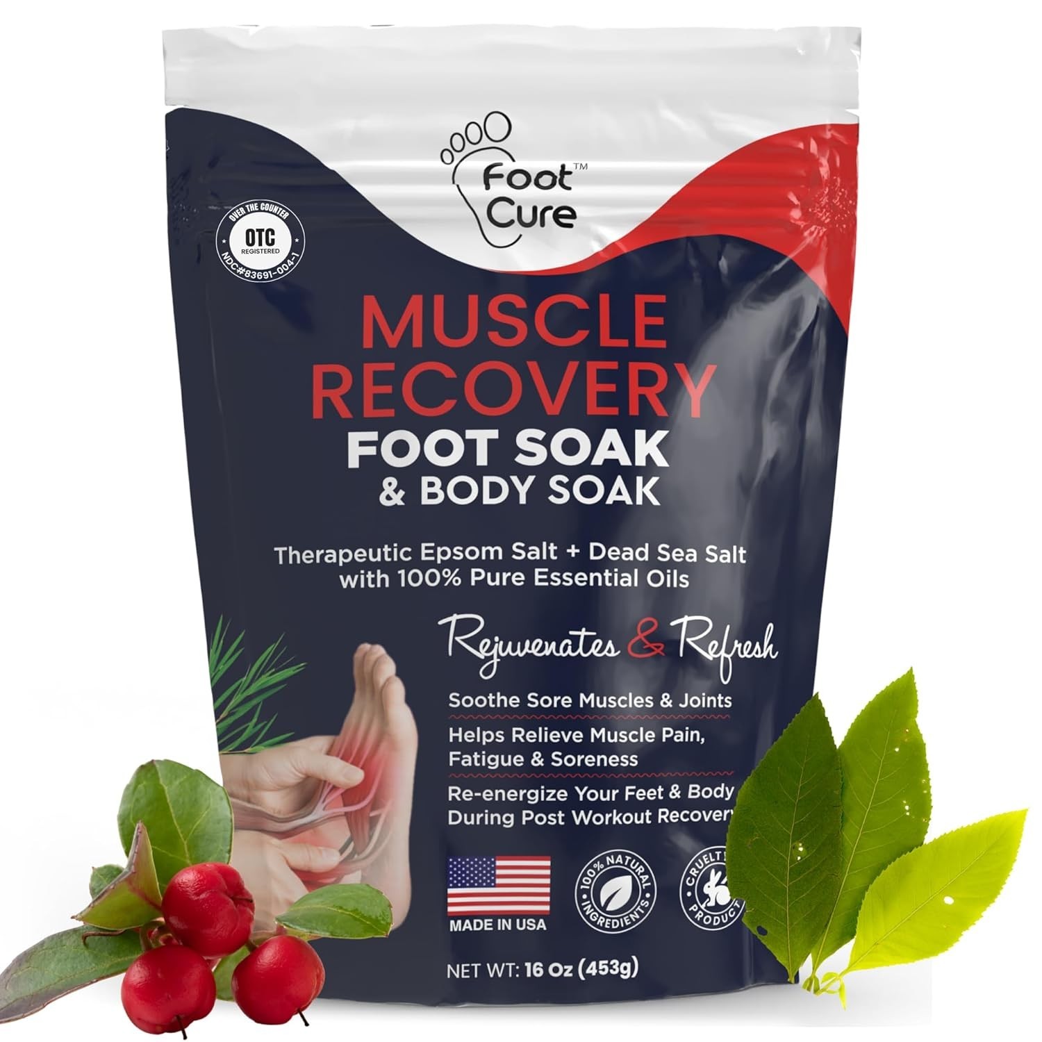 Foot Soak Epsom Salts All-Natural Relaxing Spa Pedicure 16 oz