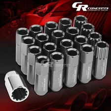 GUNMETAL 16 LUG+4 LOCK NUT+ADAPTER M12X1.25 20OD 60MM TALL SPLINE STYLE ALUMINUM