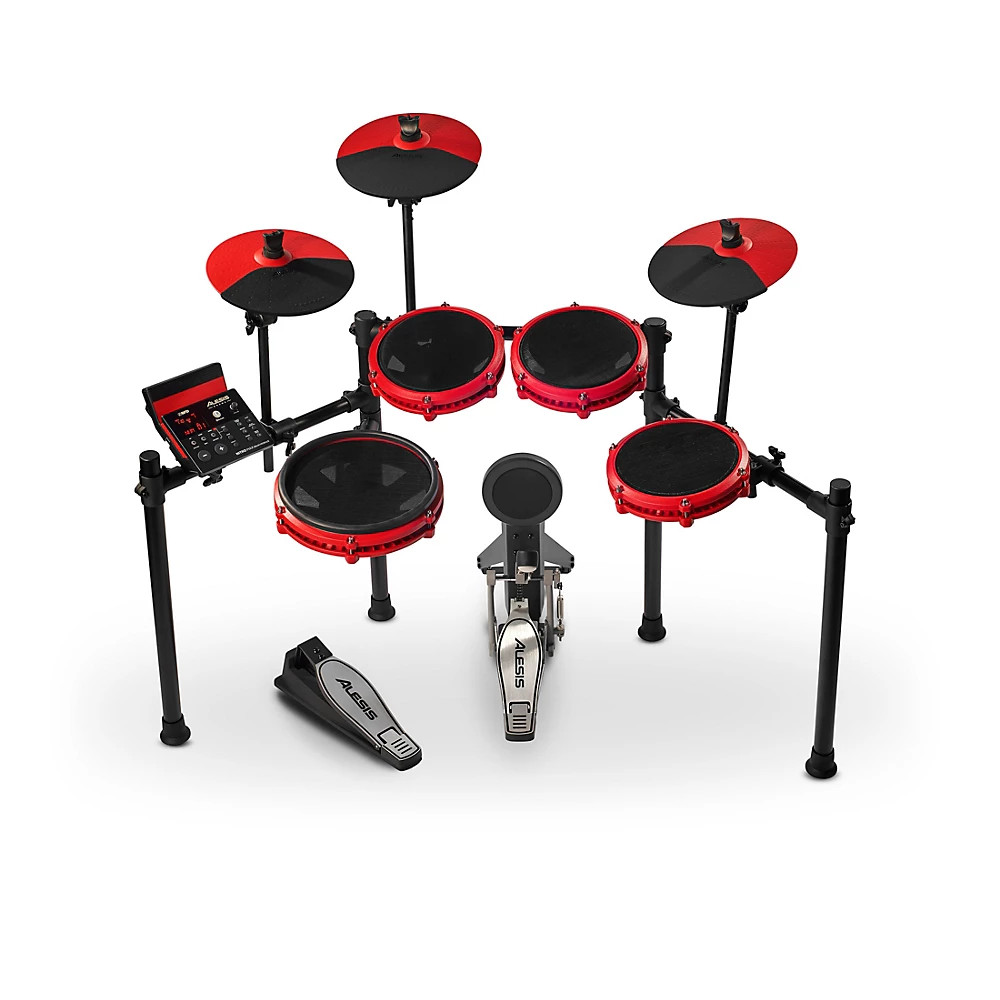 Alesis Nitro Max 8-Piece Electronic Drum Set With Bluetooth and BFD Sounds Red
