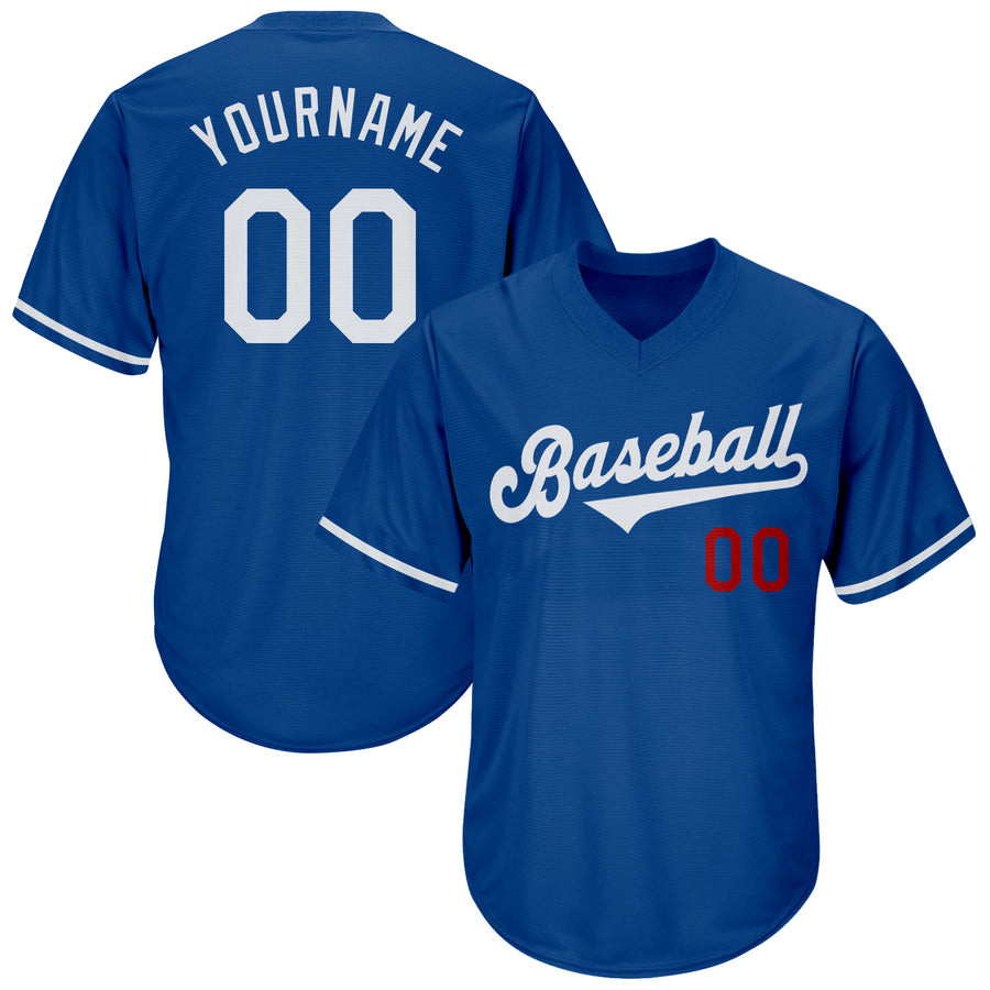 Custom Royal White-Red Throwback Rib-Knit Baseball Jersey
