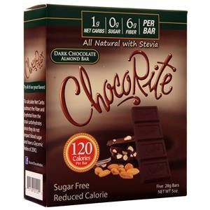 Батончик шоколада HealthSmart Foods Choco Rite с темным шоколадом и миндалем, 5 батончиков