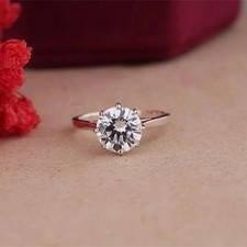 Certified White Diamond 4.00Cts. Round Shape Ring In 925 Silver - Tariffs Free