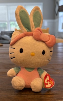 TY Sanrio Hello Kitty Easter Bunny Ear Headband Pink Blue Plush 2013 HTF