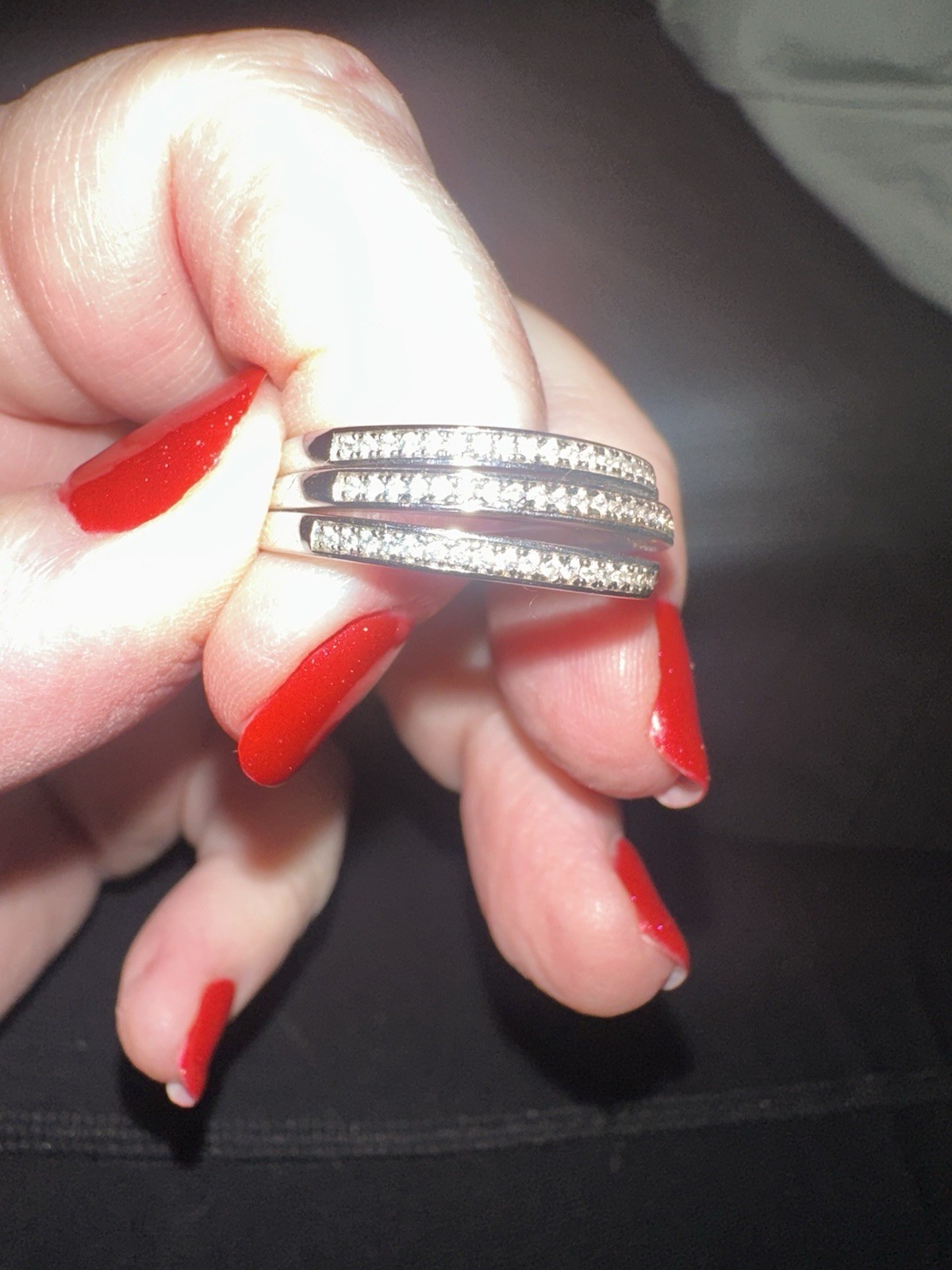 Sterling Silver Stackable Rings With Crystals - image 1