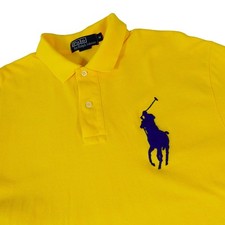 Ralph Lauren US Open 2010 Big Pony Preppy Yellow Cotton Golf Polo Shirt Medium