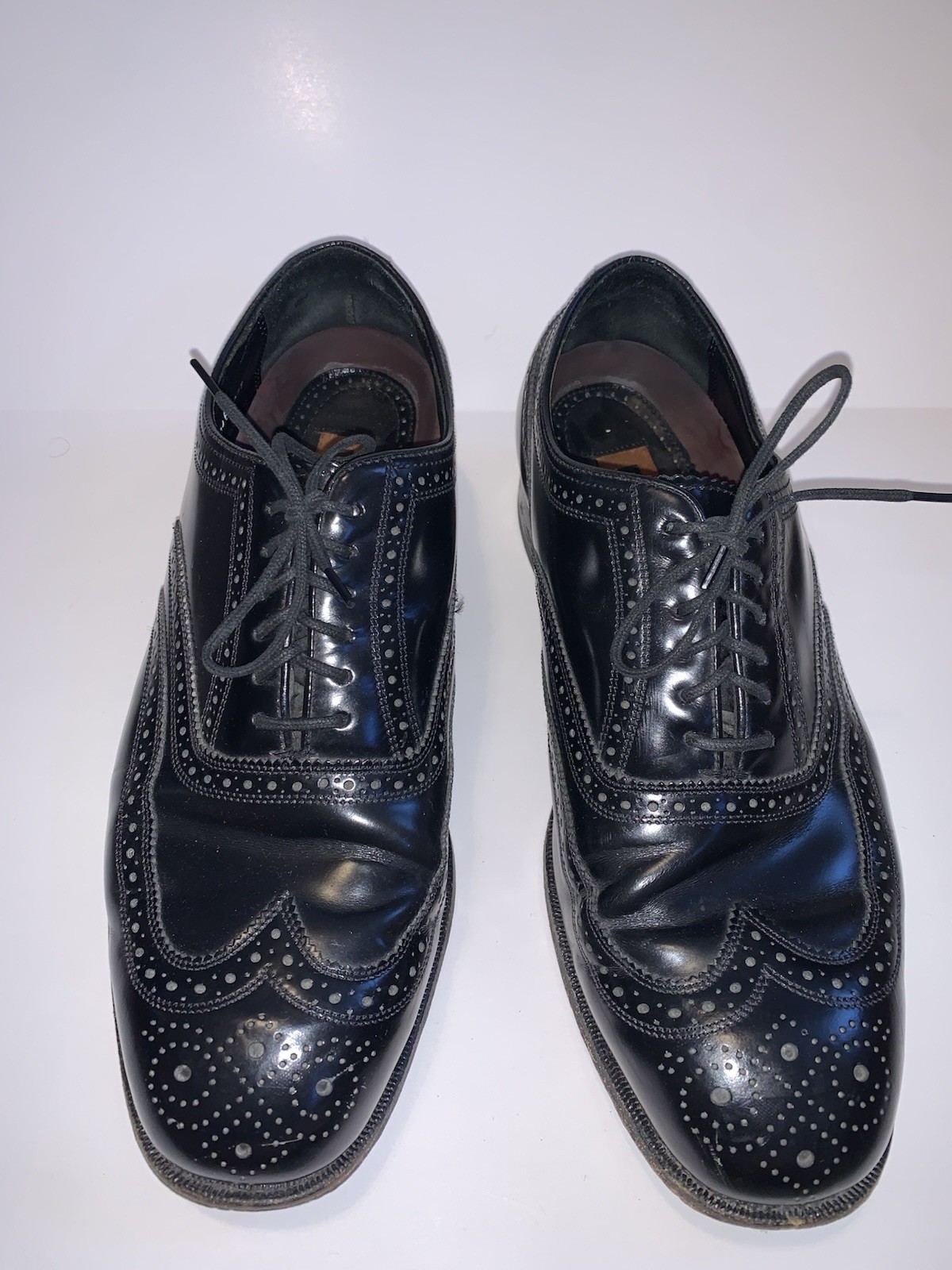Florsheim Wingtip Oxford Black Leather Dress Shoes, 10.5 EEE, Made In USA