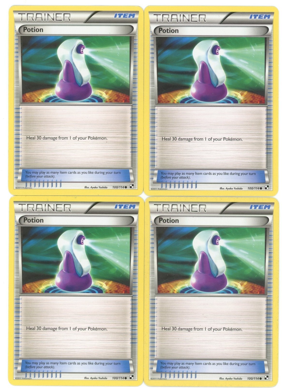 4x Pokemon TCG Potion 100/114 Black & White Regular Playset LP